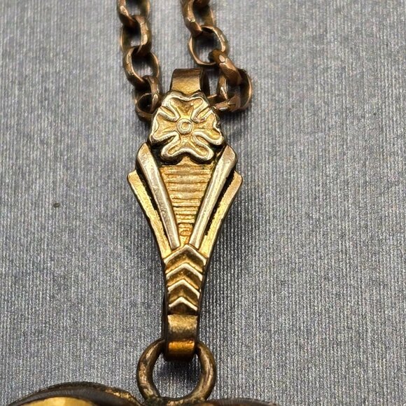 Victorian 12K Gold Filled Heart Locket Necklace Old Mine Cut Blue Paste Stones - Picture 4 of 16